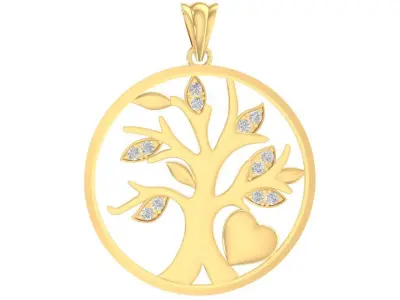 luxury heart and tree of life pendant 3075 3D print model
