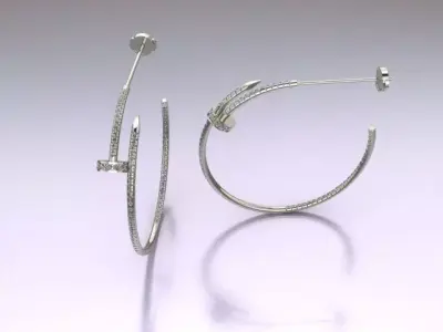 NAIL EARRING WITH THE STONES  3D PRINT MODEL 3D print model