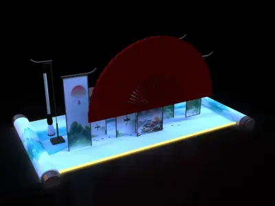 Chinese style artistic conception and styling 3D model