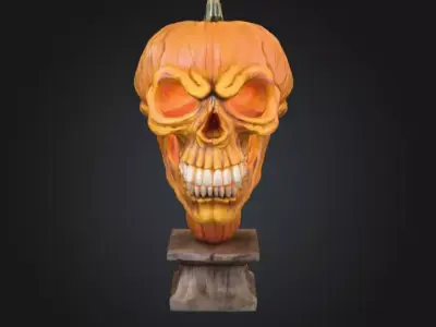 Pumpkin Skull Horror Bust Low-poly 3D model