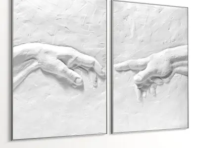 Plaster Two Photo Frame 446 Low-poly 3D model