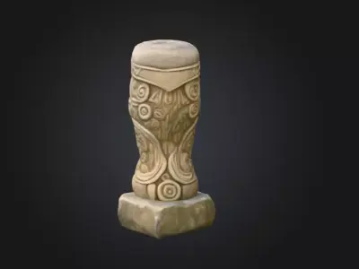 Serene Stone Guardian Low-poly 3D model