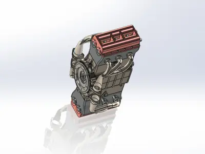 6 Cylinder Boxer Engine 3D CAD Model 3D print model