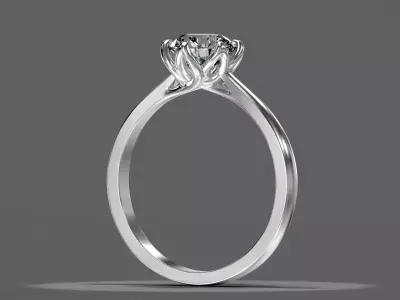 Engagement Solitaire Ring with Round Cut Stone 3D print model 3D print model
