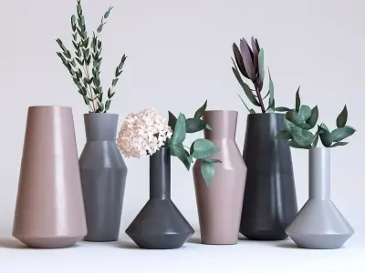 Decorative set vases 3D model