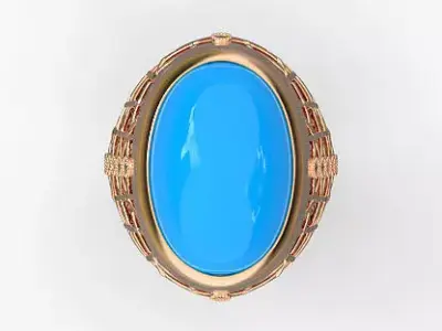 Oval cabachon gems ring fusion modern plastering german ring 3D print model