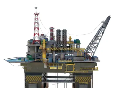 Oil Rig Realistic Industrial 3D Model 3D model