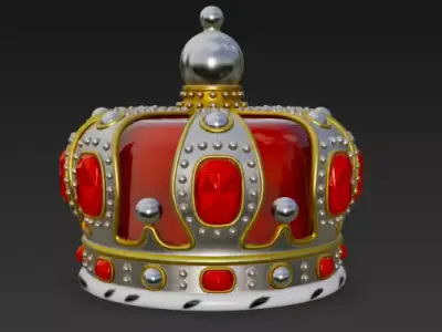 Golden Crown with Emerald Gems 3D model