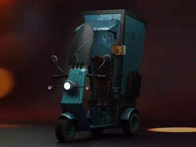 Motorcycle or Food Delivery Sushi Scooter  3D model