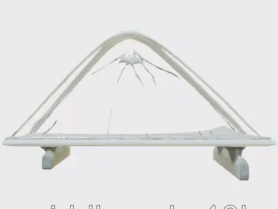 Millennium Bridge Modern Suspension Pedestrian Structure Low-poly 3D model