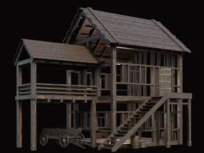 Medieval Village Pack  - 10 Assets - 4K Textures Game Ready Low-poly 3D model