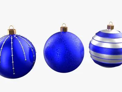 Christmas Tree Ornament Set2 - Blue White Low-poly 3D model