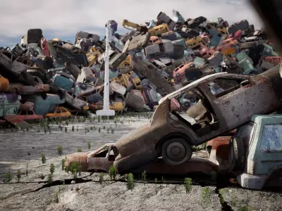 Junkyard 14 Assets Low-poly 3D model