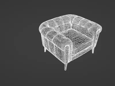 Luxury Chesterfield Leather Armchair 3D model