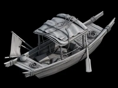 Game Small fishing boat 043 3D model