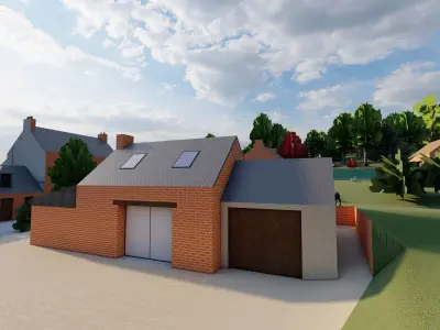 Village life 3D model design Low-poly 3D model