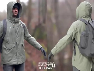 Man Winter Outfit 2 - Modular - Rigged - Animated Low-poly 3D model