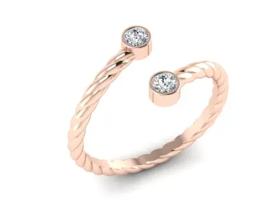 Modern Minimalistic Ring 2 Diamonds 3D print model