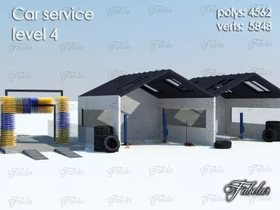 Car service level Low-poly 3D model