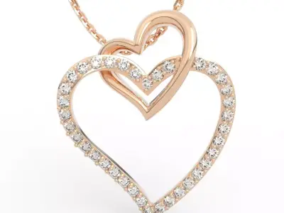 Stunning Connected Hearts Diamond Pendant 3D print model