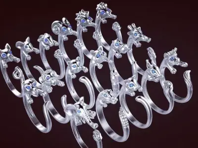 zoo ring Pack 3D print model 3D print model 3D print model