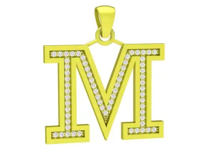 Luxury Letter M Initial Pendant 3D Jewelry Model 4101 3D print model