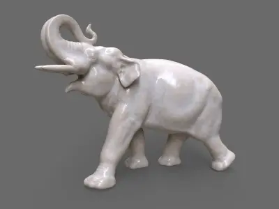 Elephant Porcelain figurine Low-poly 3D model