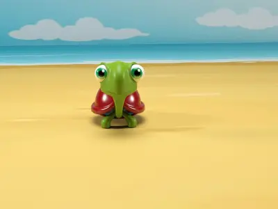 Cartoon turtle Low-poly 3D model