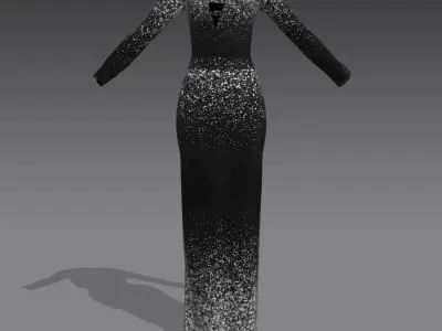 two pieces blouse and skirt black color matte look modern Low-poly 3D model