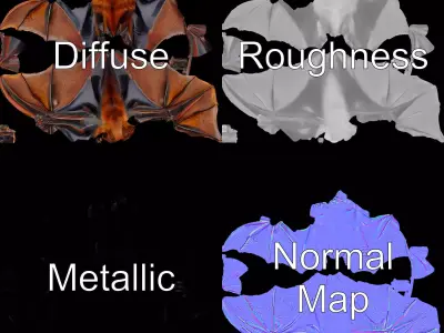 Golden Winged Bat model pack Low-poly 3D model