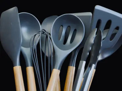 Modern Kitchen Cooking Ustensils Low-poly 3D model