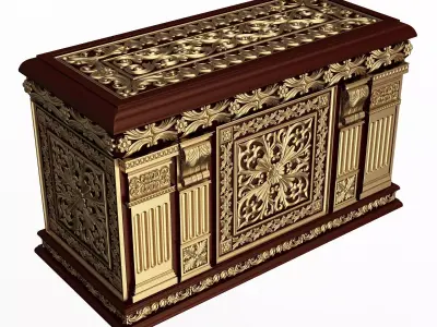 Chest 01 Red Low-poly 3D model