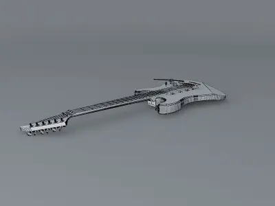 A leopard print guitar Free 3D model
