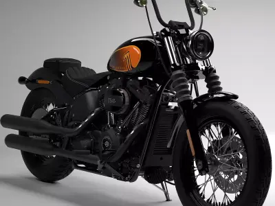 Realistic Harley Davidson Street Bob 2021 Vivid Black 3D model