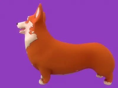 Stylized Orange Welsh Corgy for Games and Animation  Low-poly 3D model