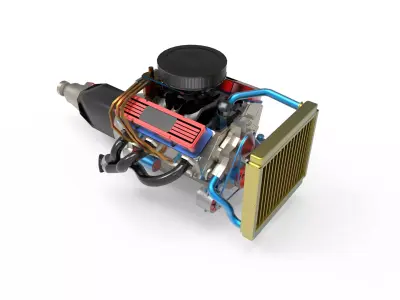 Pickup and SUV Truck Engine Low-poly 3D model