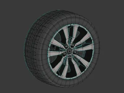 Modern Low Poly Wheel Free low-poly 3D model