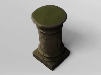 Ancient Cracked Stone Pillar Base 3D model