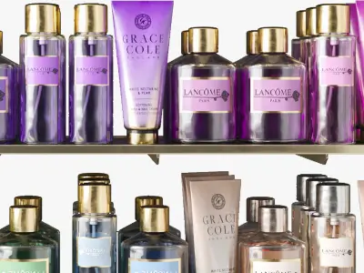A rack with cosmetics in a beauty salon or supermarket 3D model