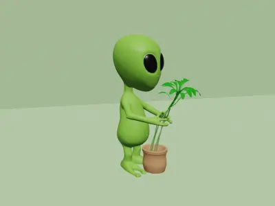 Cute Alien Vase Pot - Miniature - STL Printable 3D print model