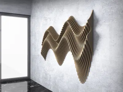  Parametric Wavy Wooden Wall Decor - 24 - CNC files for cutting 3D model