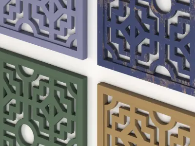 Arabic Islamic pattern wood decorative plaster 3D model shop