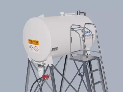 Industrial diesel oil tank Low-poly 3D model