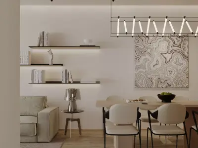 Modern living room dining room interior scenes 267 3D model