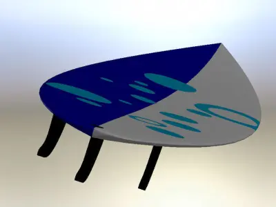 Surfboard sword flying in sky Free 3D model