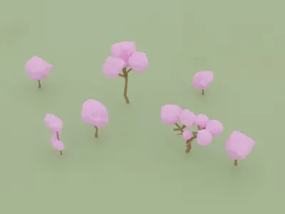 Tree set Low-poly 3D model polygon pack Low-poly 3D model