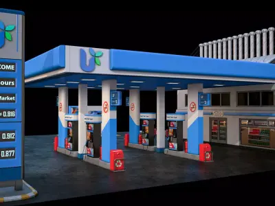 High Detailed Gas Station 3D model