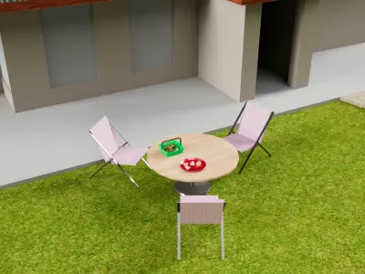 House on lawn 3D model