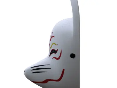 Japanese Fox Mask 3D Model Low-poly 3D model