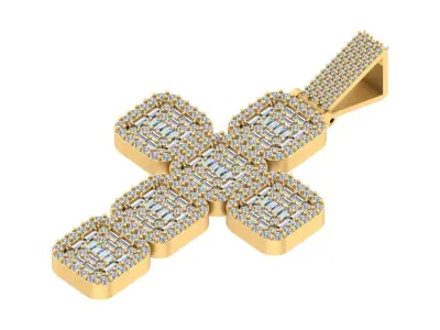 Luxury Iced-Out Cross Pendant  3D print model